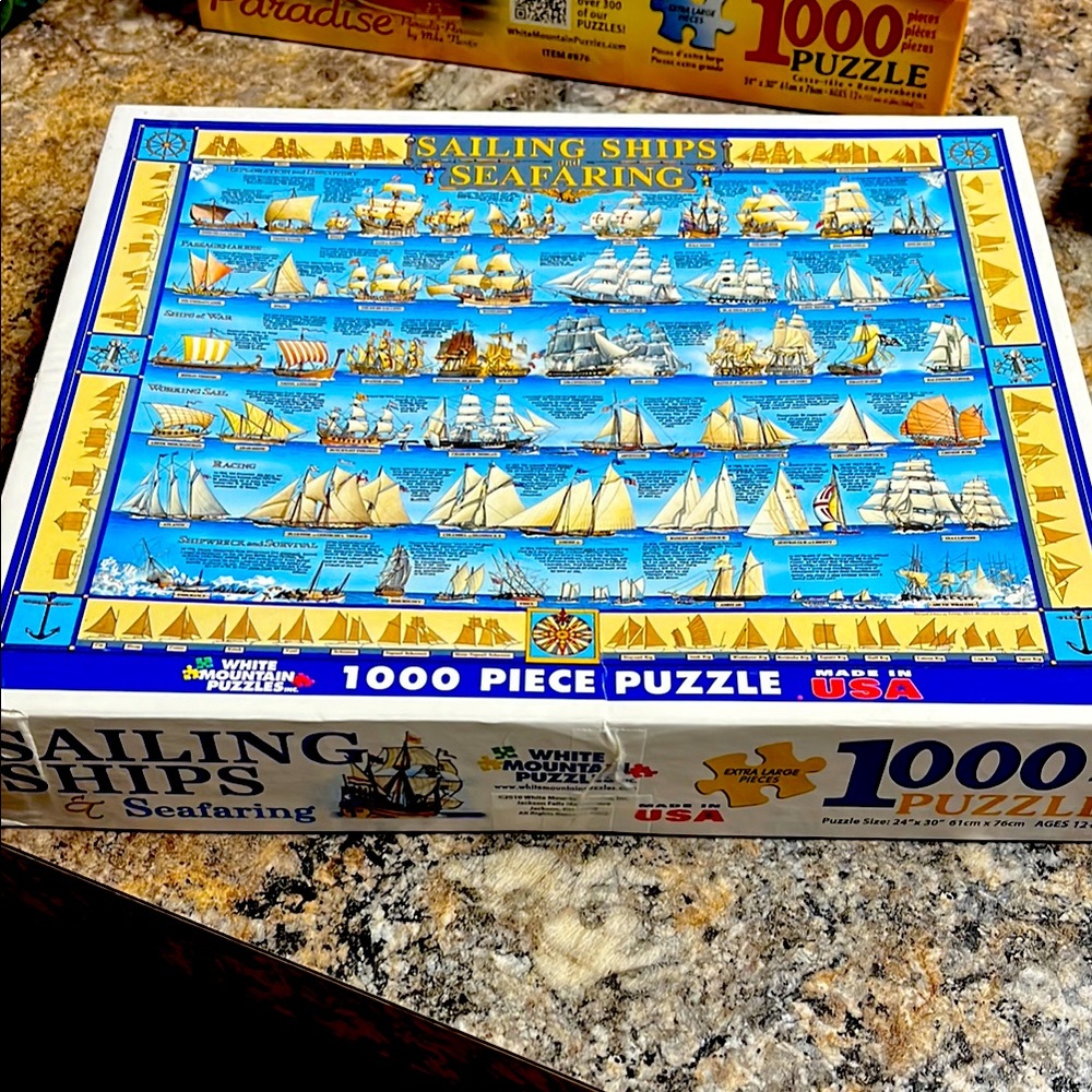 White Mountain Sailing Ships 1000 Piece Puzzle - Blue